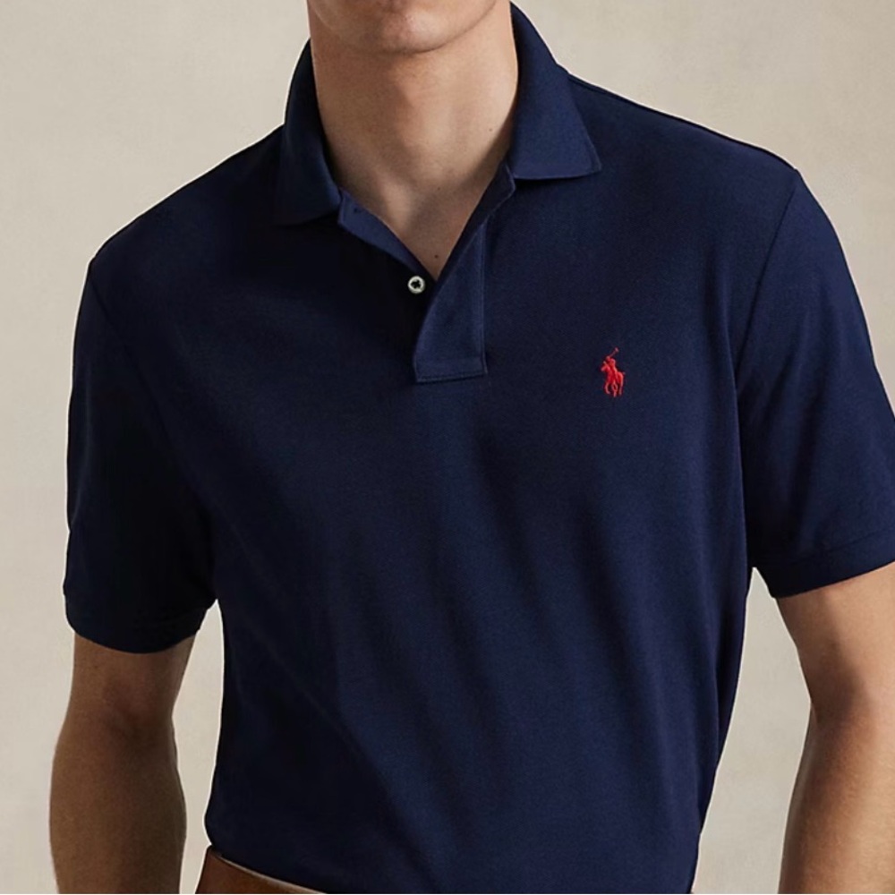 US Polo Assn Classic Cotton Navy Blue Polo Shirt Red Horse Size Large NWT